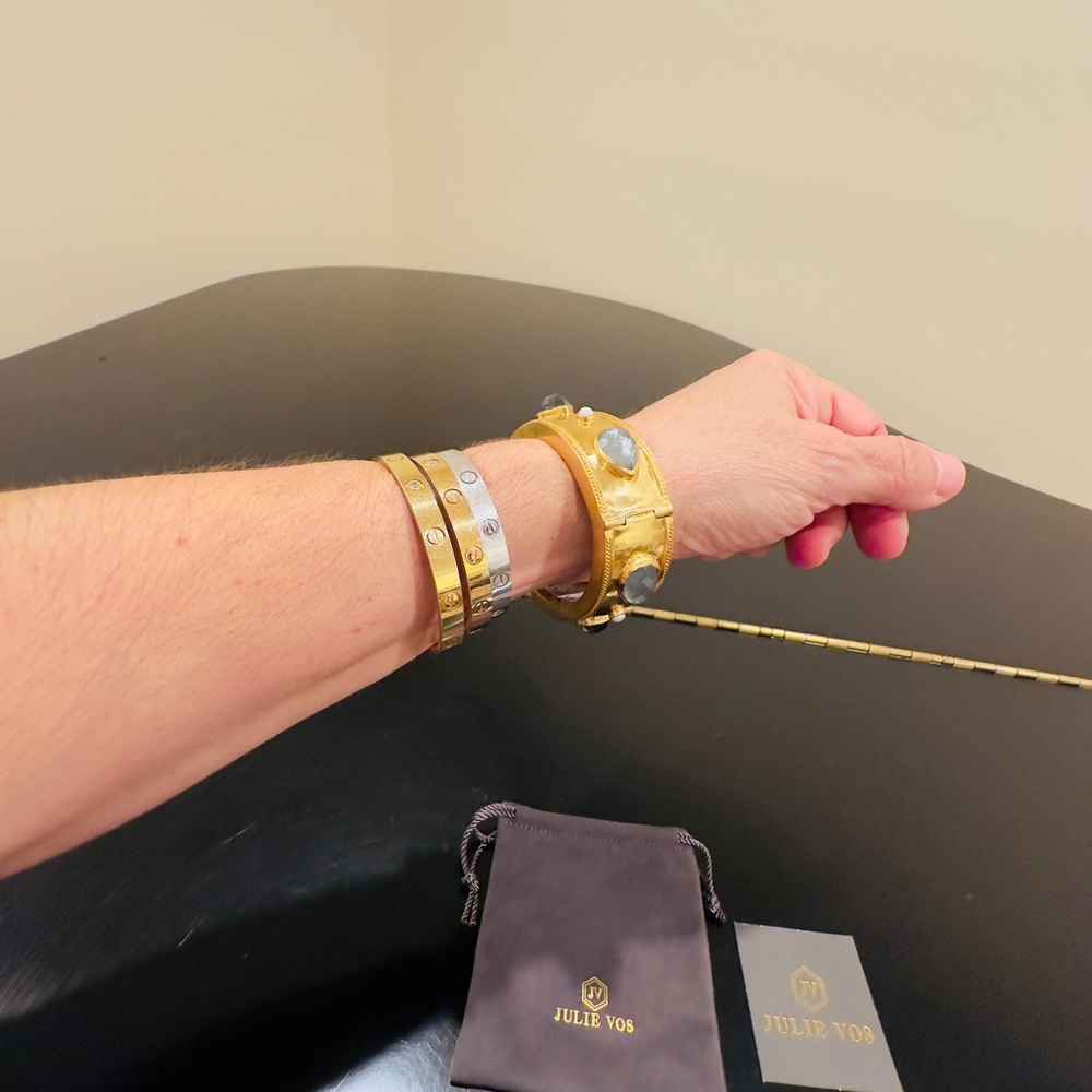 NWT Authentic Luxury Bohemian Julie Vos Cannes Gemstone Statement Hinge Bangle - Picture 8 of 17